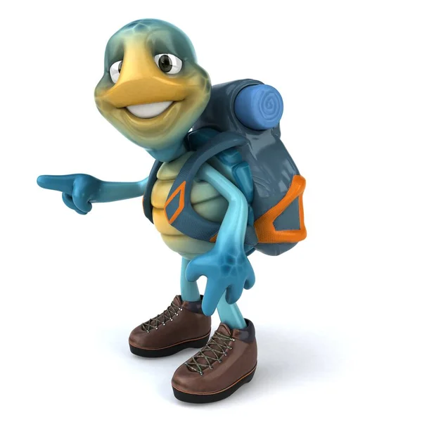 Веселая Иллюстрация Персонажа Голубой Черепахи — стоковое фото