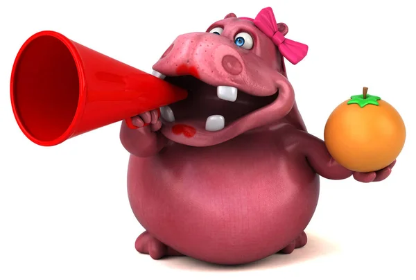 Pink Hippo Met Oranje Illustratie — Stockfoto