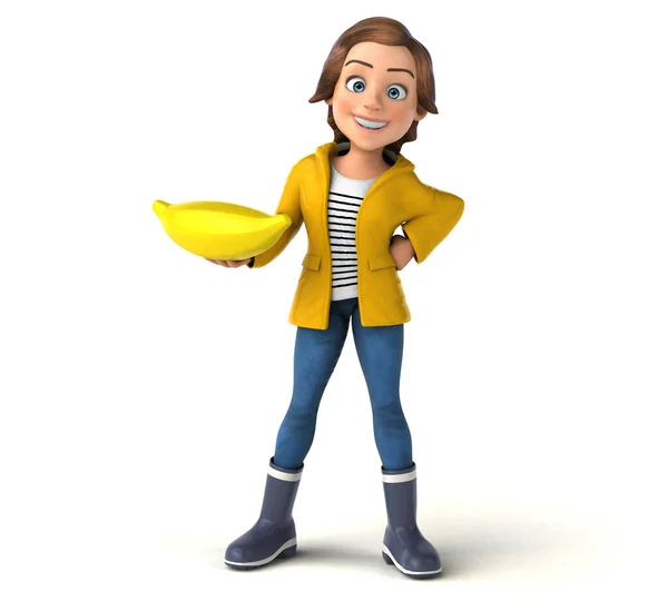 Szórakoztató Illusztráció Egy Rajzfilm Tizenéves Lány Banán — Stock Fotó