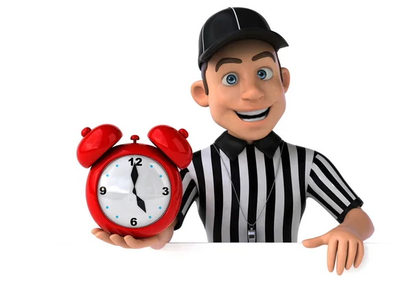 Divertente Illustrazione Arbitro Americano Con Orologio — Foto Stock