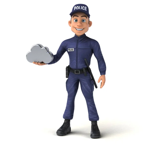 Illustration Amusante Policier Bande Dessinée Avec Nuage — Photo