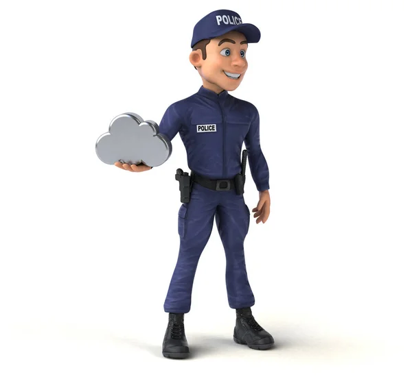 Забавная Иллюстрация Полицейского Облаком — стоковое фото