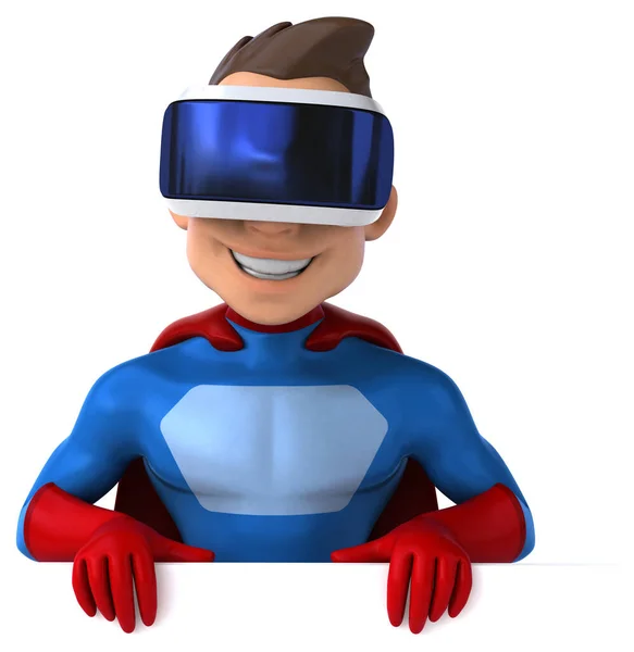 Vrヘルメット付きスーパーヒーローキャラクターの楽しい3Dイラスト — ストック写真