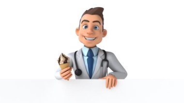 Dondurmalı çizgi film karakteri doktorunun 3 boyutlu eğlenceli animasyonu. 