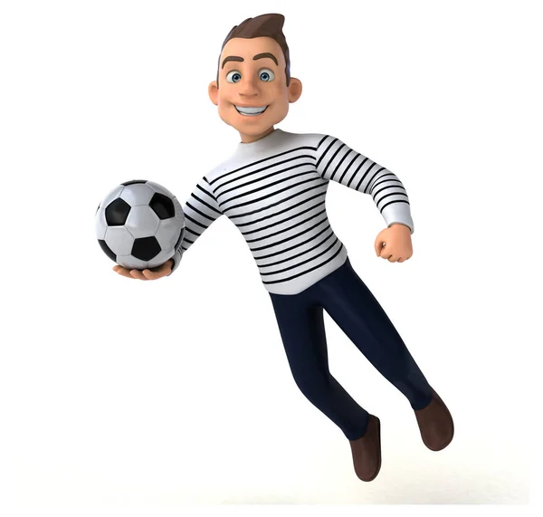 ボールと楽しい3D漫画カジュアルキャラクター — ストック写真