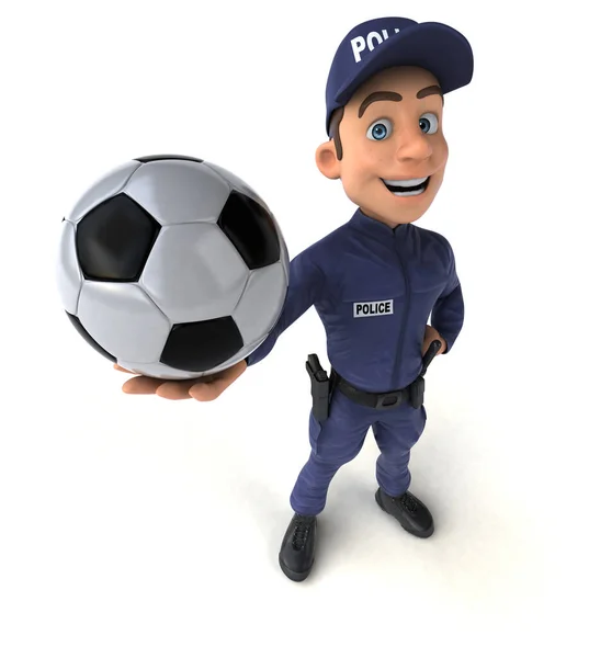 Kul Illustration Tecknad Polis Med Boll — Stockfoto