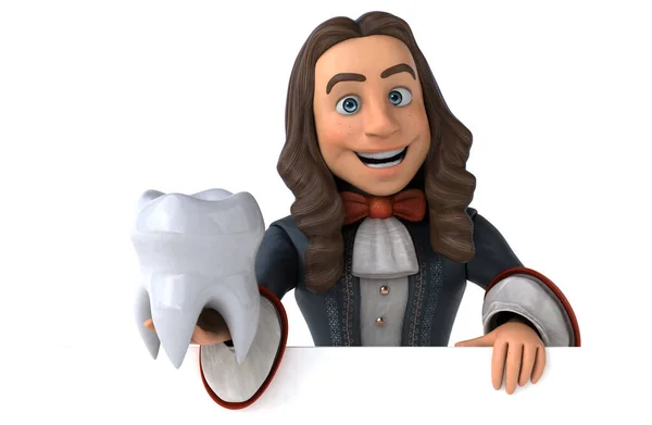 Illustration Cartoon Man Historical Baroque Costume Tooth — Stock Photo, Image