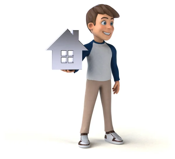 Cartoon Character Fun Teenager House — Stock Photo, Image