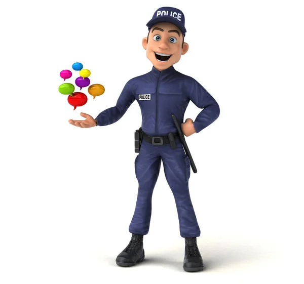 Весела Ілюстрація Мультиплікаційного Поліцейського Бульбашками — стокове фото