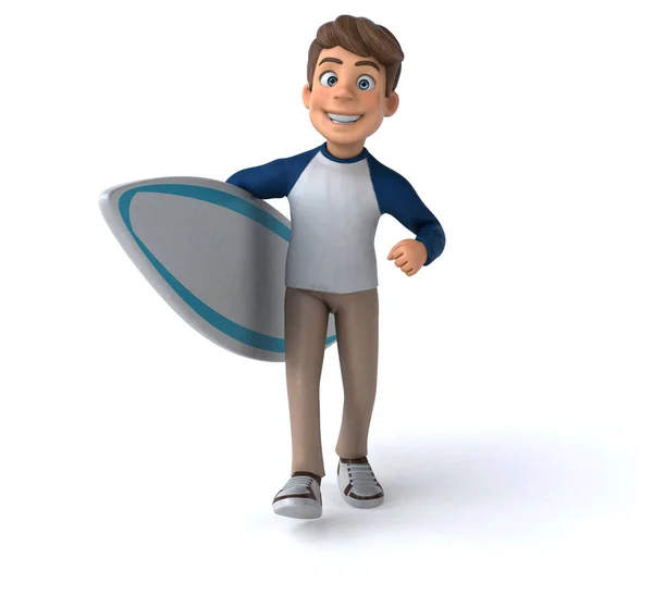 Personaggio Cartone Animato Divertente Surfista Adolescente — Foto Stock