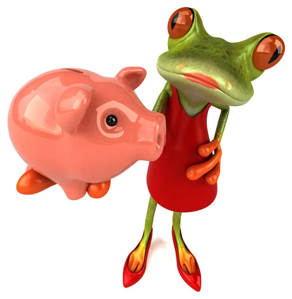 Fun Frog Piggy Bank Illustration — Stock Photo, Image