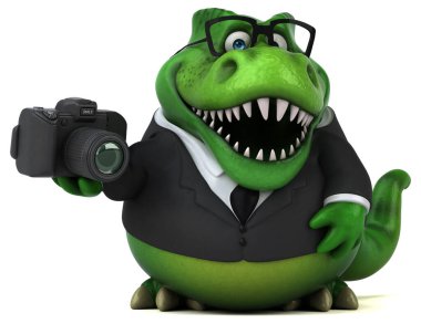 Eğlenceli Trex ile fotoğraf makinesi - 3d çizim