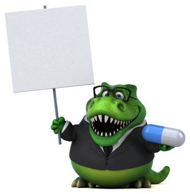 Eğlenceli Trex ile hap - 3d çizim