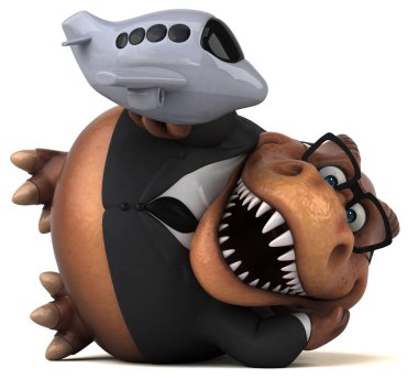 Eğlenceli Trex ile uçak - 3d çizim