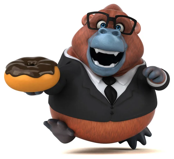 Fun Orang Outan Mit Donut Illustration — Stockfoto