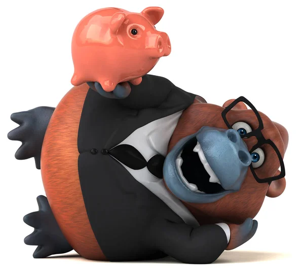 Fun Orang Outan Piggy Bank Illustration — стокове фото