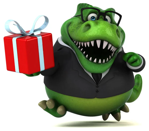 Trex Divertido Con Regalo Ilustración —  Fotos de Stock