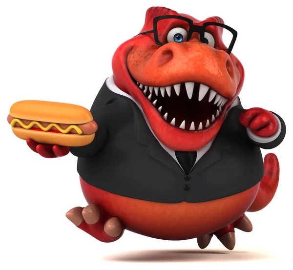 Spaßtrex Mit Hotdog Illustration — Stockfoto