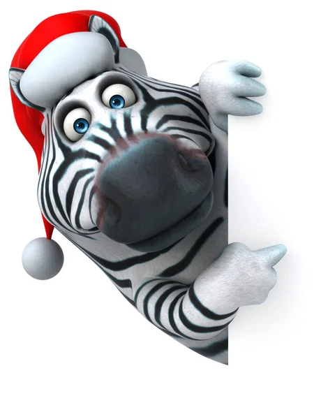 Fun Zebra Santa Klobouku Ilustrace — Stock fotografie