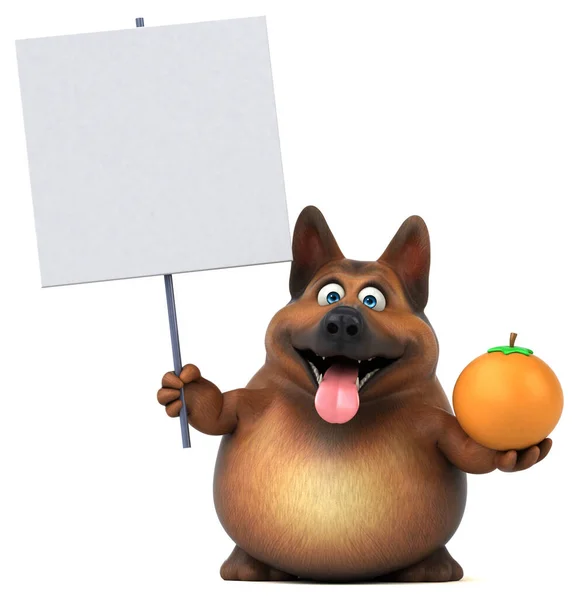 Fun German Shepherd Dog Orange Illustration — Stock Photo, Image