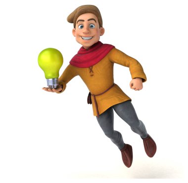 Ortaçağ tarihsel karakterinin lambalı 3D görüntüsü