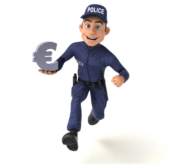 Lustige Illustration Eines Cartoon Polizisten Mit Euro — Stockfoto