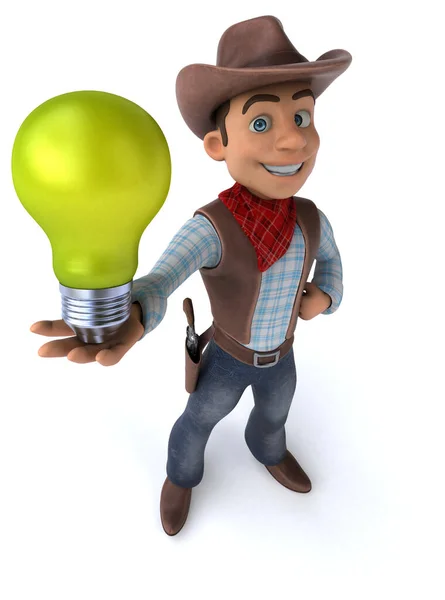 Rolig Cowboy Med Lampa Illustration — Stockfoto