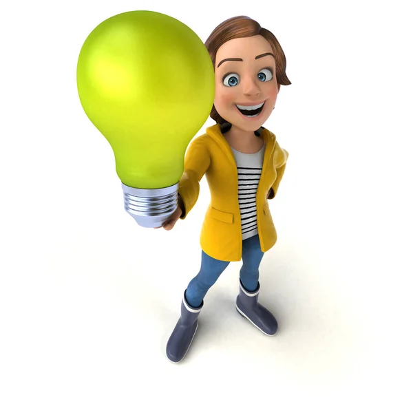 Fun Illustration Cartoon Teenage Girl Lamp — Stock Photo, Image