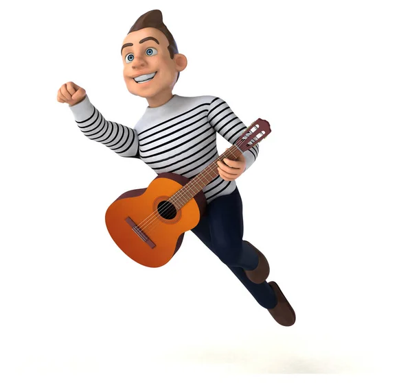 Fun Cartoon Casual Character Guitar — Stock Photo, Image