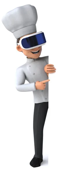 具有Vr Helmet的厨师角色的有趣3D说明 — 图库照片
