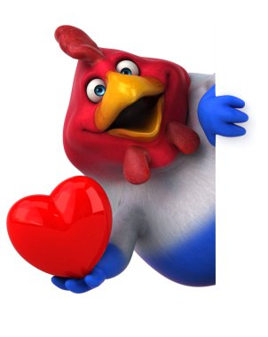 Yürekli eğlenceli tavuk - 3D Görüntü 