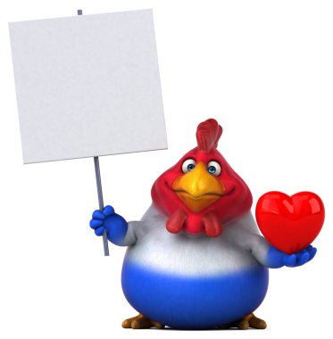 Yürekli eğlenceli tavuk - 3D Görüntü 