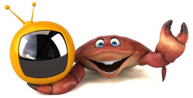 TV 'li eğlence yengeci - 3D İllüstrasyon