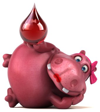 Damlalı Pembe Hippo - 3B Görüntü