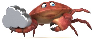 Bulutlu eğlence yengeci - 3D İllüstrasyon