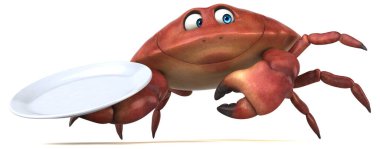 Tabaklı eğlence yengeci - 3D Görüntü