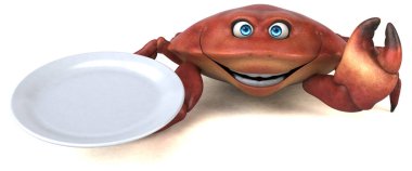 Tabaklı eğlence yengeci - 3D Görüntü