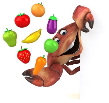 Meyveli eğlence yengeci - 3D Görüntü