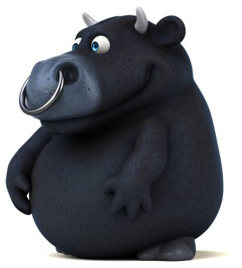 Eğlenceli siyah boğa - 3D İllüstrasyon