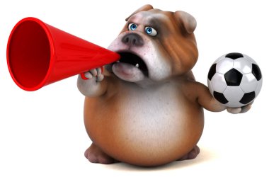Top ile eğlenceli buldog - 3D İllüstrasyon