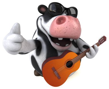 Gitarlı eğlenceli inek - 3D Görüntü