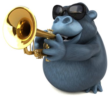 Eğlenceli goril karakteri - 3D İllüstrasyon