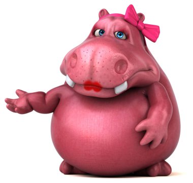 Pembe Hippo karakter - 3d çizim