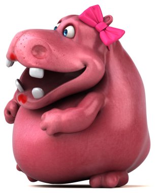Pembe Hippo karakter - 3d çizim