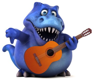 Gitarlı eğlenceli Trex 3D Görüntü