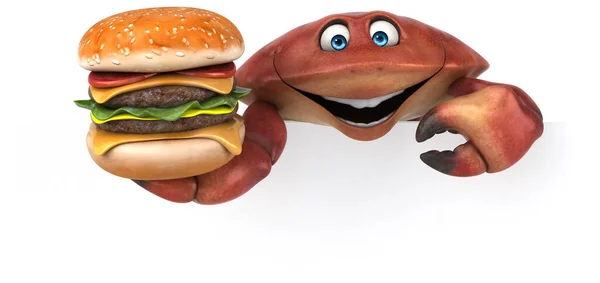 Spaßkrabbe Mit Burger Illustration — Stockfoto