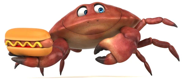 Crabe Amusant Avec Hot Dog Illustration — Photo