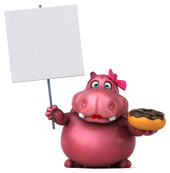 Pink Hippo Donut Illustration — Stock Photo, Image