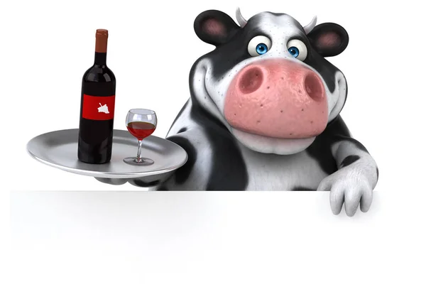 Vaca Divertida Com Vinho Ilustração — Fotografia de Stock