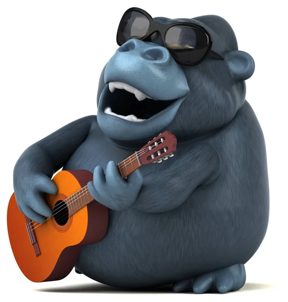 Leuke Gorilla Met Gitaar Illustratie — Stockfoto